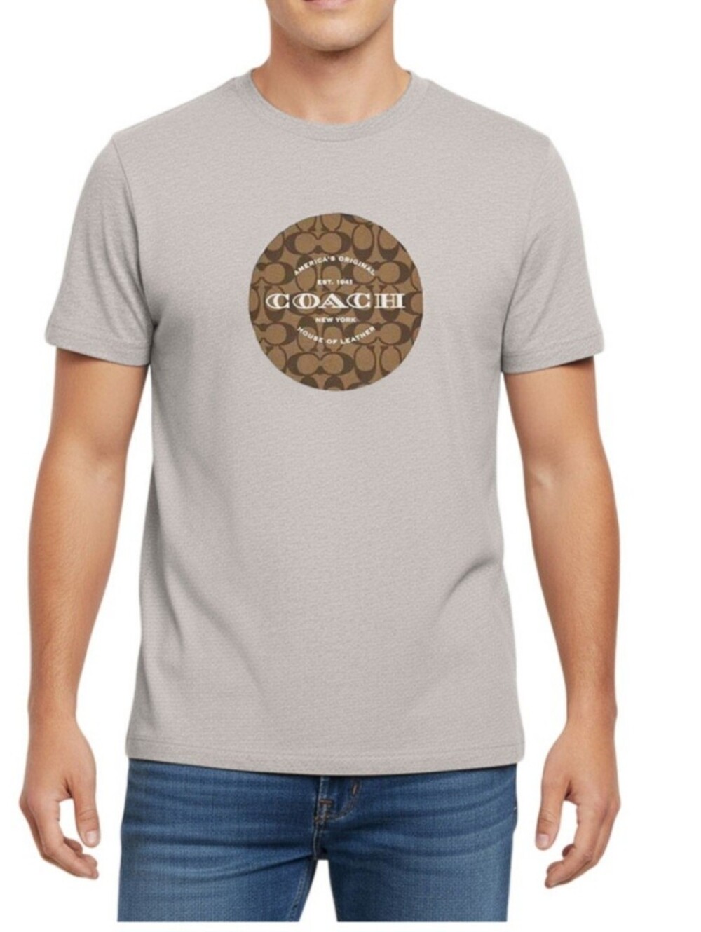 NWT Mens COACH Signature T Shirt Heather Grey Size XL